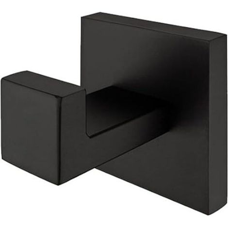 Crochet de serviette noir en acier inoxydable 304, accessoires de salle de bain carrés de luxe en chrome moderne