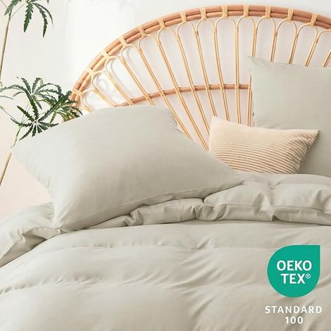 WAVVE Beige Lit Lit Couvercle de couettes 61 x 220 cm et oreillers 80 x 80 cm Soft Microfibre Literie avec Zip (1/2)