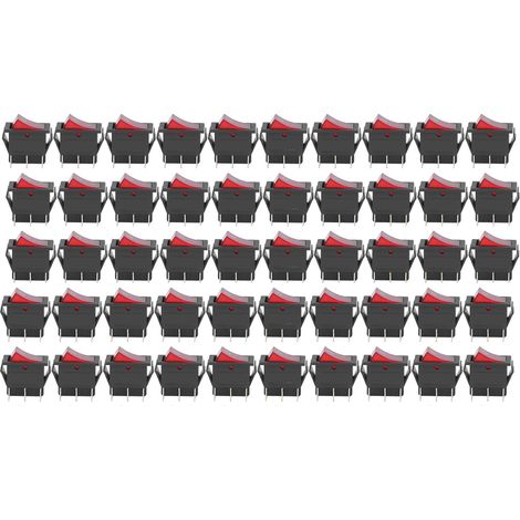 50 interrupteurs à bascule ABS 6 broches marche arrêt 2 positions 125/250V kit pour machine rouge (1/5)