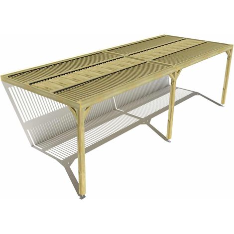 Pergola bois • 8m x 3m • adossée • sens largeur • lames orientables bioclimatiques incluses • livraison comprise (1/3)