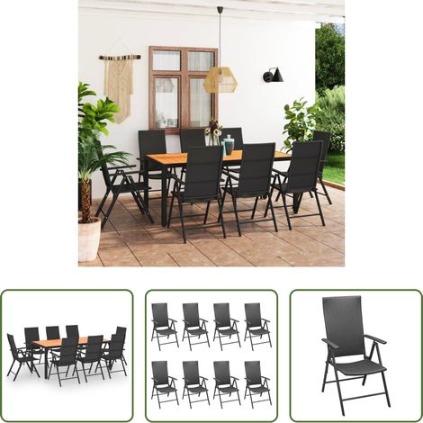 vidaXL Terrassenset - 9-tlg. Garten-Essgruppe Schwarz und Braun (1/5)