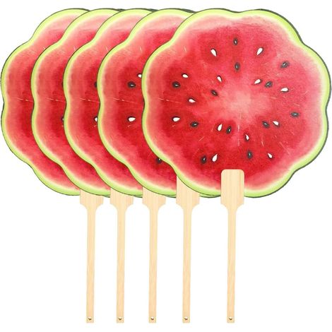 Éventails ronds pour voyage, accessoire photo imprimé pastèque Éventail d'extérieur imprimé fruits pour la plage, le bureau, les trajets domicile-travail, l'escalade, les voyages en voiture, le campi (1/5)