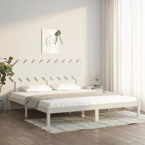 Cadre de lit sans matelas-Structure de lit blanc 180x200 cm bois massif 317823 (1/5)