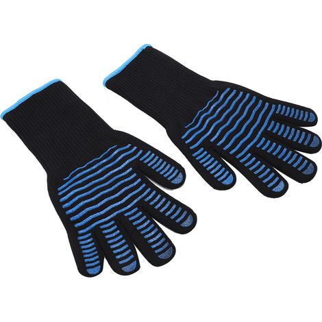 Gants de cuisine en silicone résistants à la chaleur 500°C, manches longues antidérapantes pour four et micro-ondes, taille L. (1/5)
