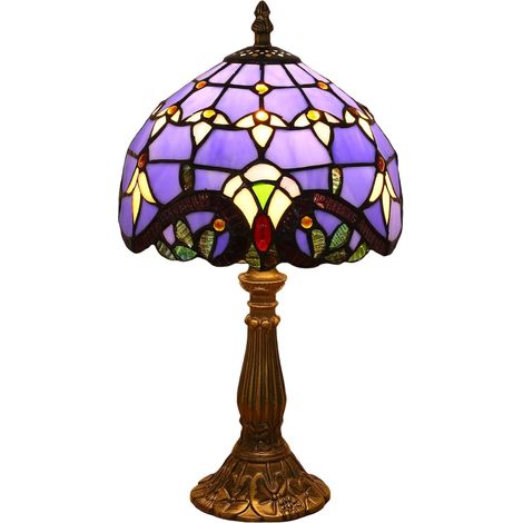 Tiffany-Lampe, Vintage-Retro-Tischlampe, farbiger Glasschirm, perfekt für Wohnzimmer, Schlafzimmer, Arbeitszimmer, Bücherregal, Büro, Nachttisch