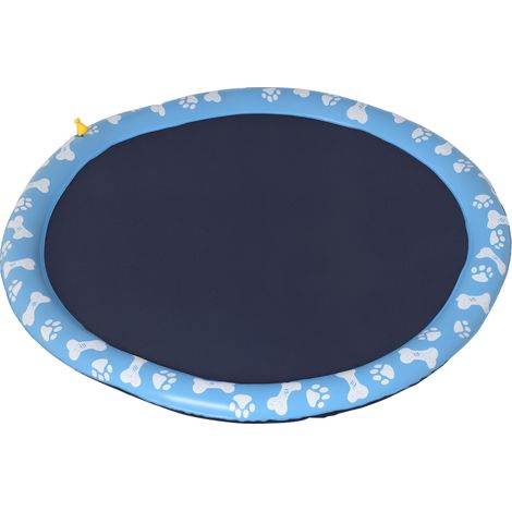 Piscine pour chien, pataugeoire, avec jet d'eau, ronde, antidérapante, bleue, Ø150 cm