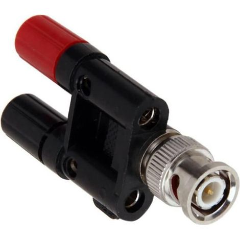 4X Fiche BNC 4mm Fiche Banane Séparateur Connecteur BNC Fiche Mâle à 2 x 4mm Banane Jack Adaptateur de Prise noir rouge (1/5)