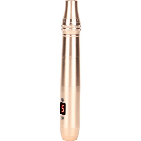 Stylo à micro-aiguilles électrique portatif rechargeable, appareil de beauté à 5 vitesses avec lumière rouge et bleue, prise dorée 100-240 V (AU). (1/5)