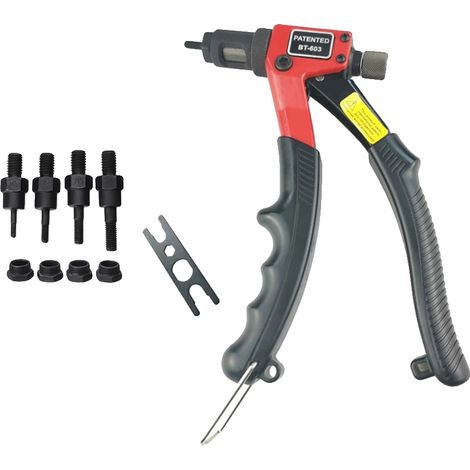 Kit de herramientas para remachar manualmente, material de acero, dimensiones 10 x 3 x 2 pulgadas, compatible con remaches M3/M4/M5/M6, fácil de usar, certificación no aplicable. (1/5)