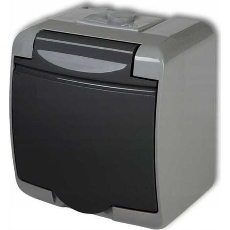 Prise Simple Avec Mise À La Terre 2P+Z - IP54 - 16 A - 250 V - Frêne Graphite - 1 Unité (1/2)
