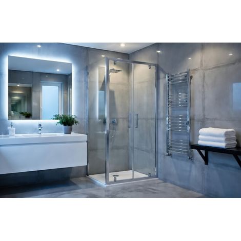 Box Doccia 2 lati 90x120 cm fisso + due battenti h190cm LAURA - Cromato Lucido (1/5)