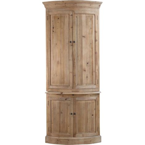Made In Meubles – Buffet d'angle haut en bois recyclé – 4 portes – 3 étagères – Dimensions 220x84x68 cm – Style authentique et intemporel (1/5)