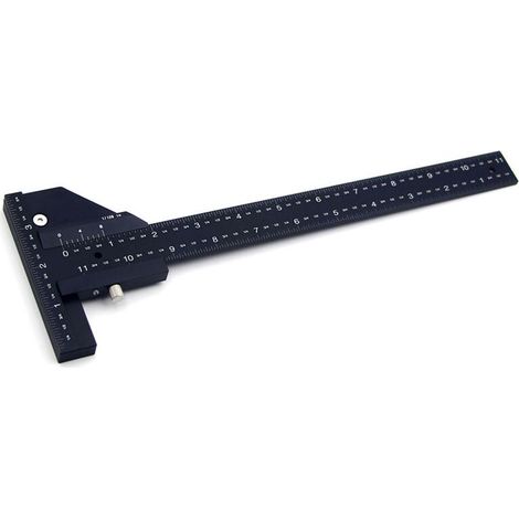 Règle multifonctionnelle pour le travail du bois Règles en forme de T en alliage d'aluminium Scriber pour le travail du bois Outils de bricolage - le noir (1/5)
