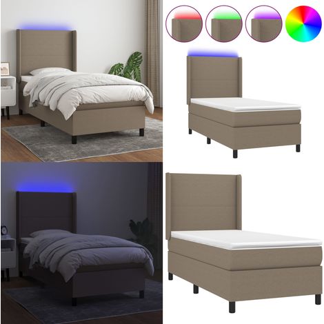 Boxspringbett mit Matratze & LED Taupe 100x200 cm Stoff - Boxspringbett - Doppelbett - Bettenrahmen - Lattenrost - Matratze - Home & Living (1/5)