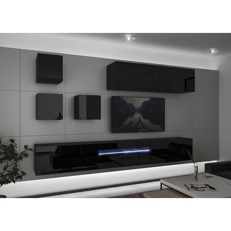 Ensemble meuble TV NEXT 277 AN277-17B-HG20-1B noir brillant 273 cm (1/2)