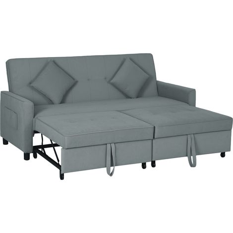 HOMCOM Divano Letto Clic Clac 3 Posti Schienale Reclinabile 196x90x89cm Grigio