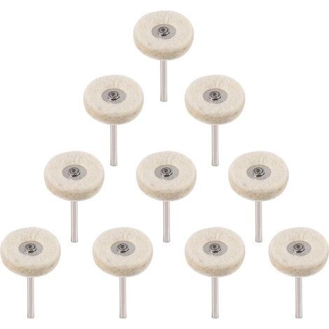 10 Pcs 25mm Polishing Wheel Wool Felt Polishing Wheels Drill Grinder Wheels Brushes Rotary Tool with Handle (1/5)