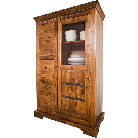 Vitrine Akazie 95x45x147 honig lackiert OXFORD 0417 (1/3)