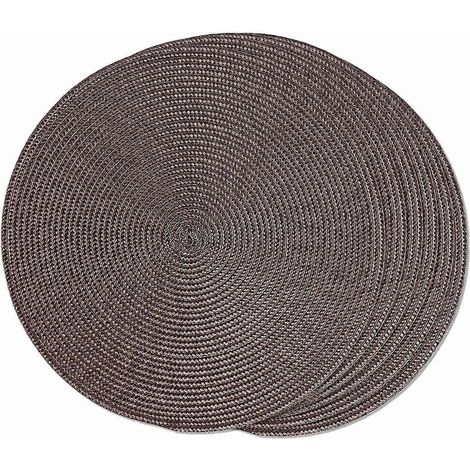 Ensemble de 6 sets de table ronds tressés, lavables et antidérapants, 38 cm (B) (1/5)