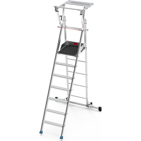 Profi Stehleiter 7 Stufen - Maximale Arbeitshöhe 3.75m - PIRL7RM (1/5)
