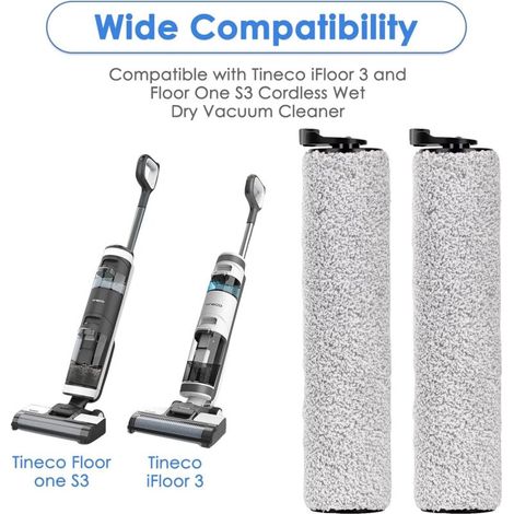 (2 pièces) Rouleaux de Brosse de Remplacement Compatibles avec l'aspirateur eau et Poussière sans fil Tineco iFloor 3/ Floor One S3/ iFloor 2, Kit D'accessoires de Pièces de Rechange (1/4)