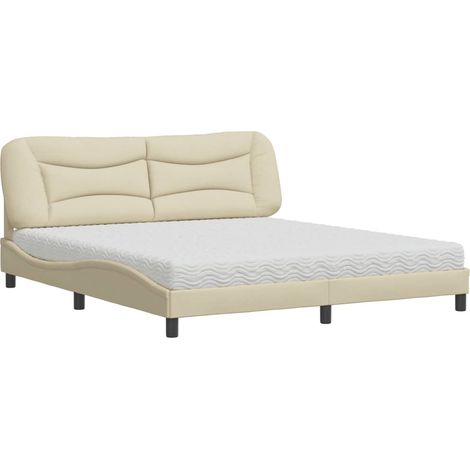 Maison Exclusive - Letto con Materasso Hvar Crema 180x200 cm in Tessuto (1/5)