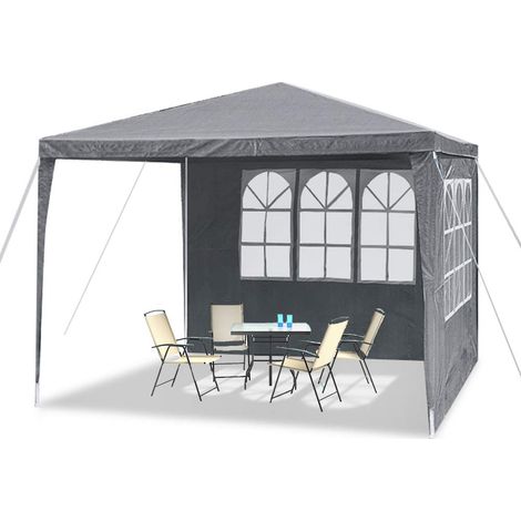 Pavillon 3x3m Zelt Partyzelt Wasserdicht Stabil mit 4 Seitenteilen & Fenstern & Feste Bodennägel Gartenpavillon Winterfest UV-Schutz, Anthrazit NAIZY (1/5)