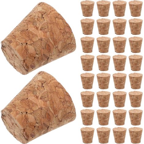 50 bouchons liège, bois, beiges, coniques, pour vin et bière (1/5)