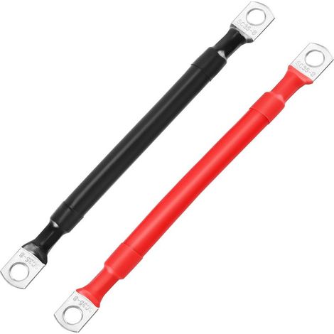2-teiliges 15 cm langes Batterie-Wechselrichterkabel, 33 mm² 2 AWG 12 V Kfz-Kabel mit Ringkabelschuhen, Kupferdraht für LKW, PKW, Motorrad, Wohnmobil, Boot, Solaranlage (1/5)