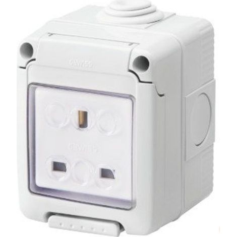 Gewiss GW27843 Weatherproof Outdoor Unswitched IP55 1-Gang 13A Socket