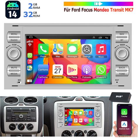 Autoradio GPS Android 14 32/64 Go pour Ford Transit Mk7, Kuga, Focus, Fiesta - 2+32G DAB+