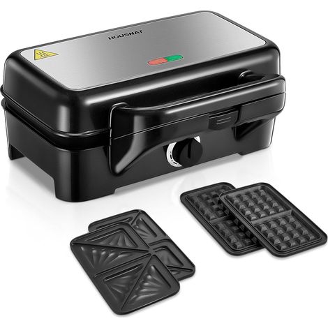 Croque Monsieur 3 en 1, Gauffrier Multifonctions 1200W, Contrôle de Température à 5 Vitesses, Machine à Panini avec Plaque Antiadhésive et Amovible, Chauffe Rapide, Rangement Vertical, Noir (1/5)