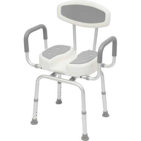 Silla de ducha en forma de U con respaldo y reposabrazos de espuma EVA - Capacidad de carga de 136 kg - Montaje sin herramientas - Taburete regulable en altura para personas mayores - Aleación (1/5)