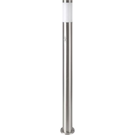 Garten Steh Lampe Edelstahl Bewegungsmelder Terrassen Beleuchtung Außen Stand Leuchte silber im Set inkl. LED Leuchtmittel