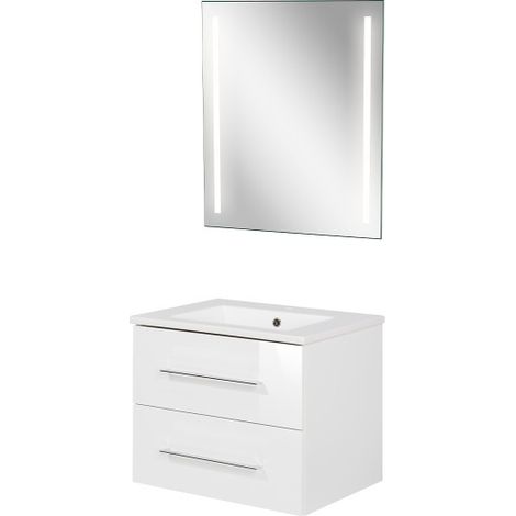 Fackelmann B.perfekt Badmöbel Set 3-teilig, 60 cm, Weiß, LED-Spiegel-09820 (1/5)