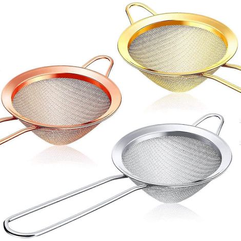 Ensemble de 3 passoires à cocktail - Passoire à thé conique en acier inoxydable - Outil de verrouillage pratique (1/4)