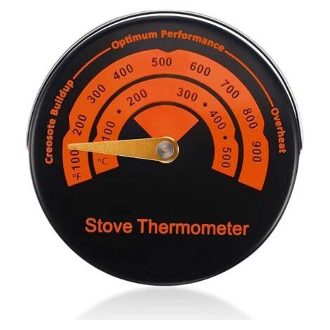 1 pièce de thermomètre de poêle magnétique, thermomètre de cheminée, thermomètre de four, thermomètre de four, thermomètre à brûleur rond, adapté au barbecue et au feu rôti.