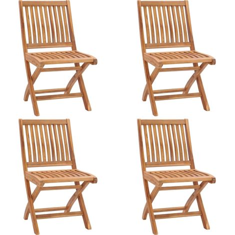 vidaXL Sedie da Giardino Pieghevoli 4 pz in Legno Massello di Teak (1/5)