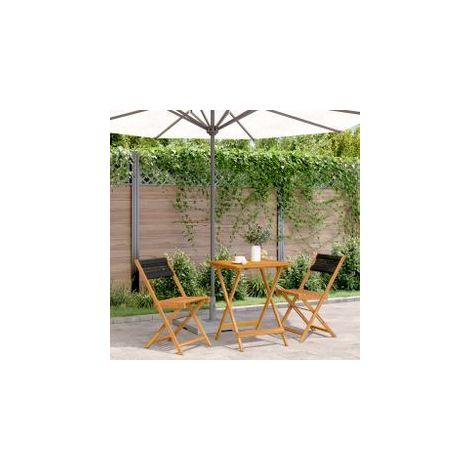 Ensemble de bistro 3 pcs noir polypropylène et bois massif (1/5)