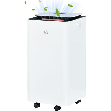 Déshumidificateur 12 L ABS 5 modes 2 vitesses minuterie 24h 25x25x50,5 cm blanc noir