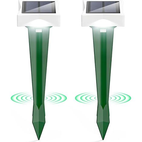 Anti Taupe Solaire avec LED et 3 Modes, 2/4 pièce Piege A Taupe pour Jardin, Large portée et Protection Contre l'eau Repulsifs Ultrasons pour Taupes, Rats, Serpents (1/5)