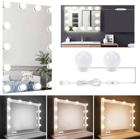 Lampe LED Réglable Pour Miroir - Bande Lumineuse À Toucher Avec Câble USB - 2 Ampoules - Pour Table De Maquillage Et Salle De Bain (1/5)