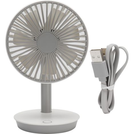 Ventilateur de Bureau USB 7 Pales Mini, Réglable à 45°, Blanc pour Maison Bureau Chambre