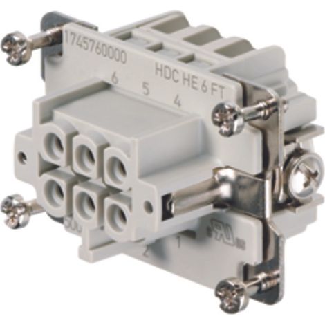 Embout de connecteur Weidmuller série HE, 6 contacts , 24A, Femelle ( Prix pour 1 )