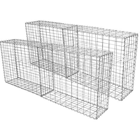 Lot de 4 Paniers de Gabions Argentés en Acier Galvanisé pour Projets d’Aménagement Extérieur, Murs de Soutènement, Clôture de Jardin. 100 x 80 x 30cm (1/5)