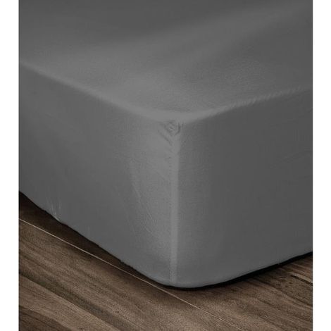 LOVELY HOME Drap Housse 100% coton 180x200x30 cm gris fonce