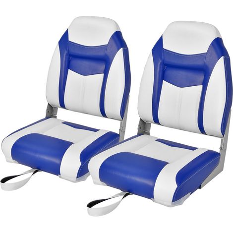 Set di 2 sedili pieghevoli per barca 44,5 x 50 x 60 cm schienale ergonomico comfort ottimale stile moderno PVC blu 200019641