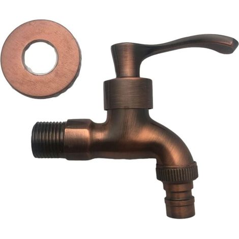 Waschmaschinenhahn, antiker Bronzekran, dekorativer Außenhahn, Vintage-Stil für den Garten (rote Bronze) (1/4)