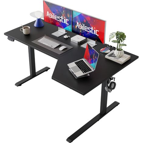 Stehschreibtisch elektrisch höhenverstellbar Schwarz 150 x 90 cm (1/5)