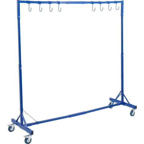 Support à Peinture Carrosserie, Hauteur Réglable 1,2-1,9m, Capacité de Charge 108 kg, 8 Crochets, 4 Roues Pivotantes, pour Séchage de Peinture Automobile, Ateliers de Réparation, Garage, Bleu (1/5)